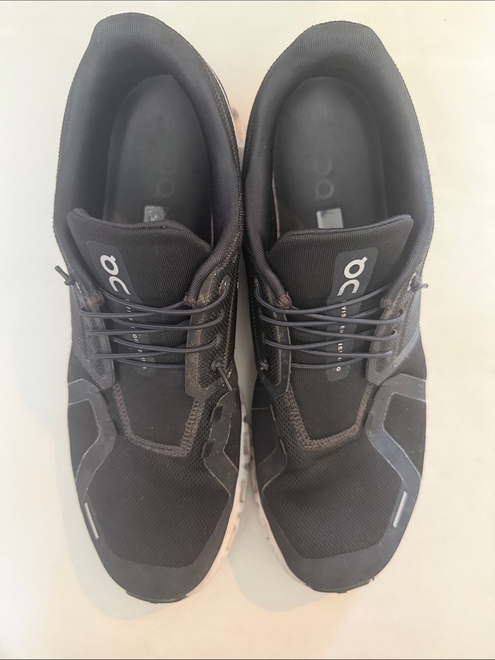 On Running Cloud Black White Mesh Sneakers Athletic Shoes SZ 12 Previously Owned
